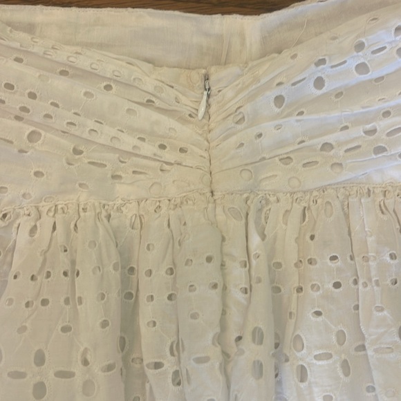 Love Shack Fancy Onika White Cotton Eyelet Mini Skirt, size 8 - Picture 7 of 11